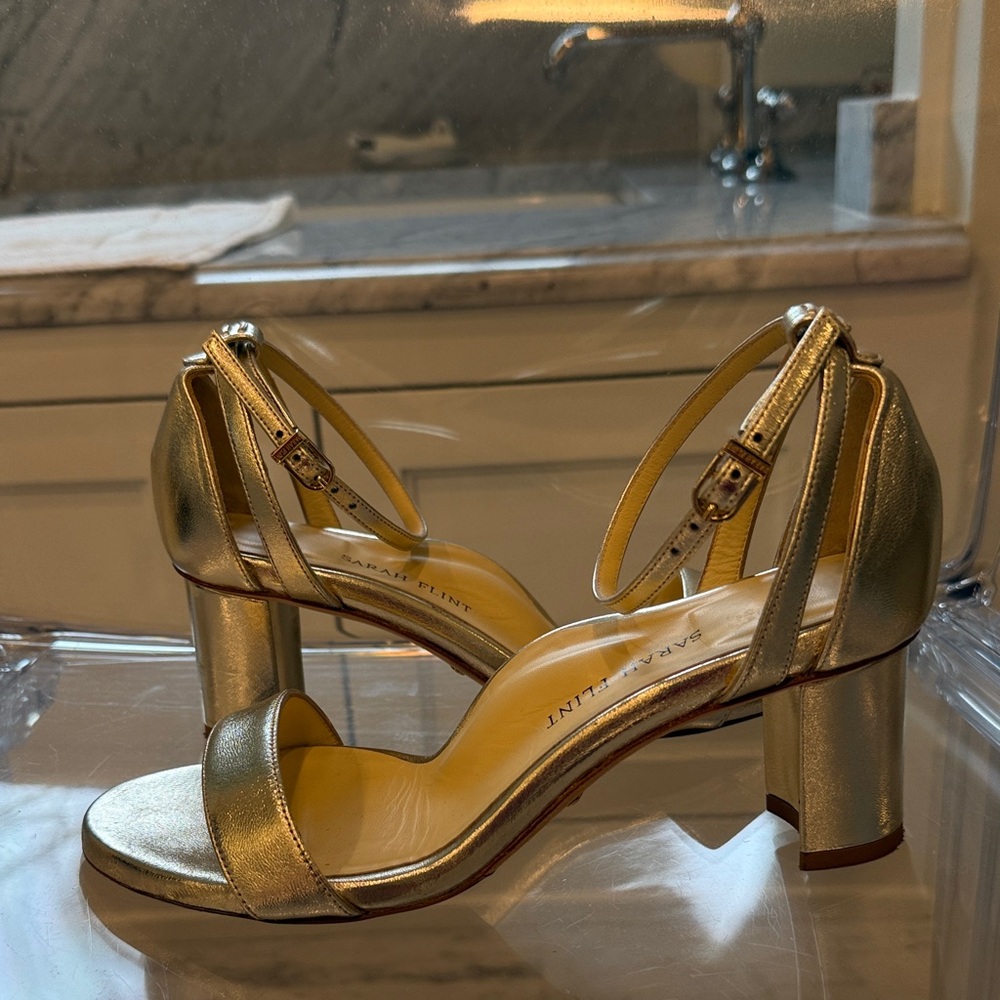 Sarah Flint Metallic Gold Perfect Block Sandal 60